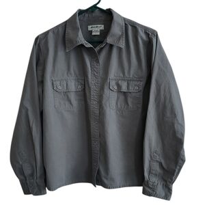Eddie Bauer Taupe Snap Front Shirt Size L